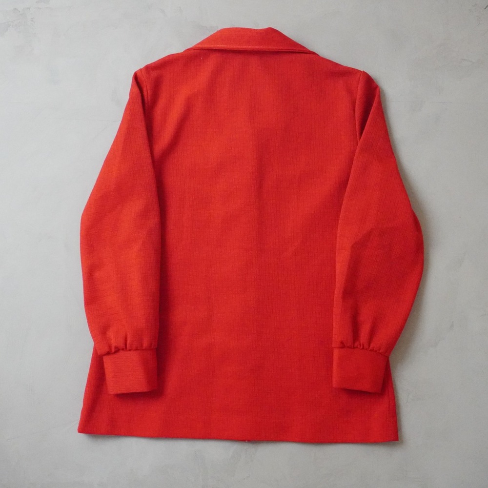 Vintage Sears Roebuck Top 14 Womens Medium 70s Red Knit Dagger Collar USA Made - Picture 2 of 7